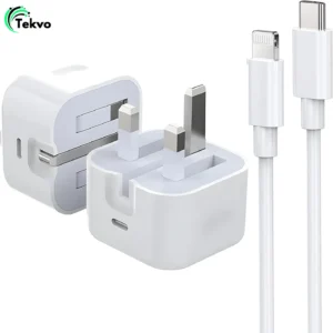 20W USB-C fast charger plug with Lightning cable for iPhone