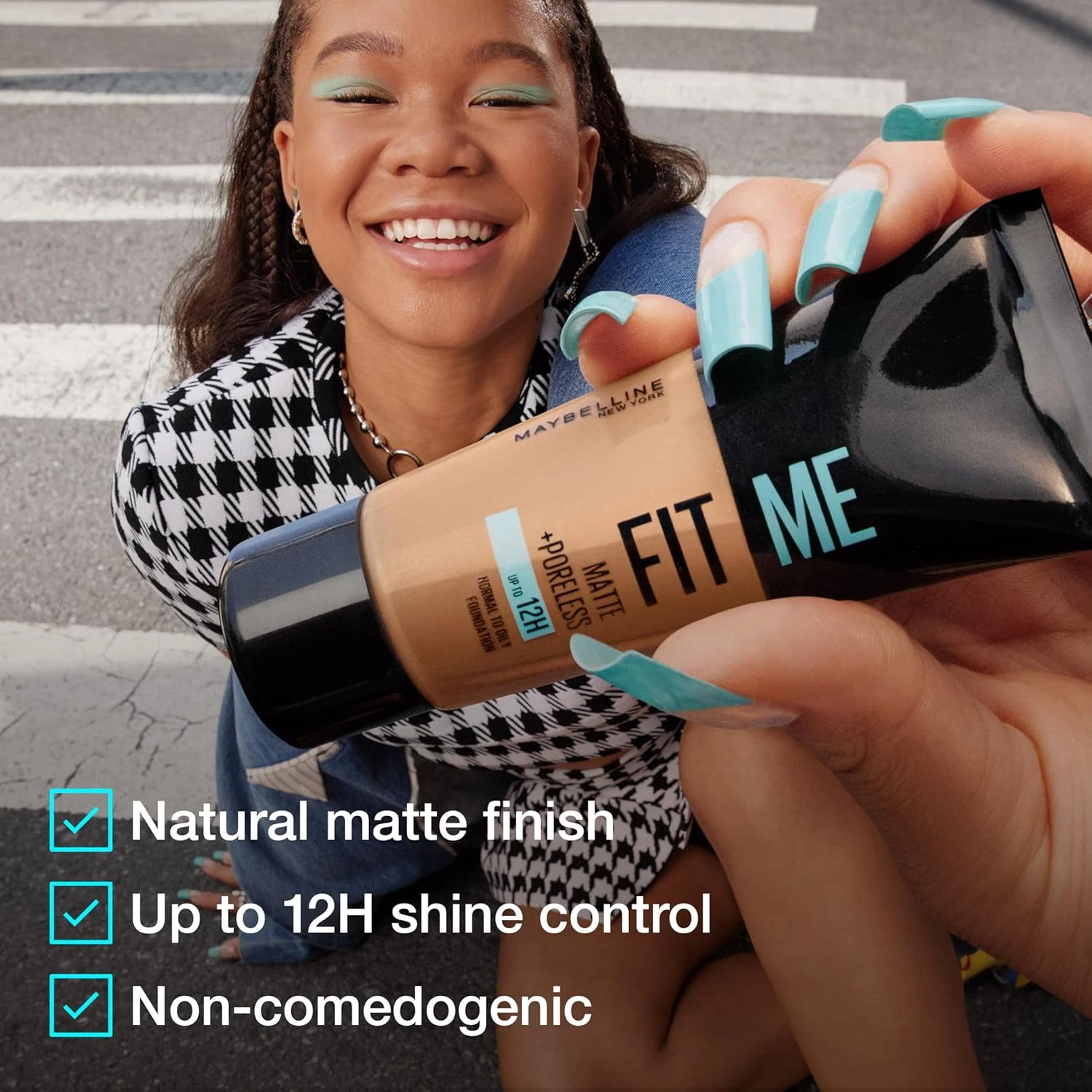 Maybelline New York Fit Me Matte + Poreless Foundation – Lightweight Medium Coverage, Blendable Natural Matte Finish for Normal to Oily Skin - Image 2
