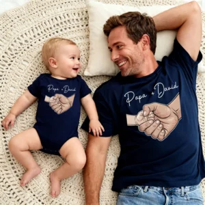 Custom Papa + Baby TShirt & Bodysuit, Holding Hands Shirt, Papa and Son Matching Outfit, Father's Day Personalized Daddy Baby Set