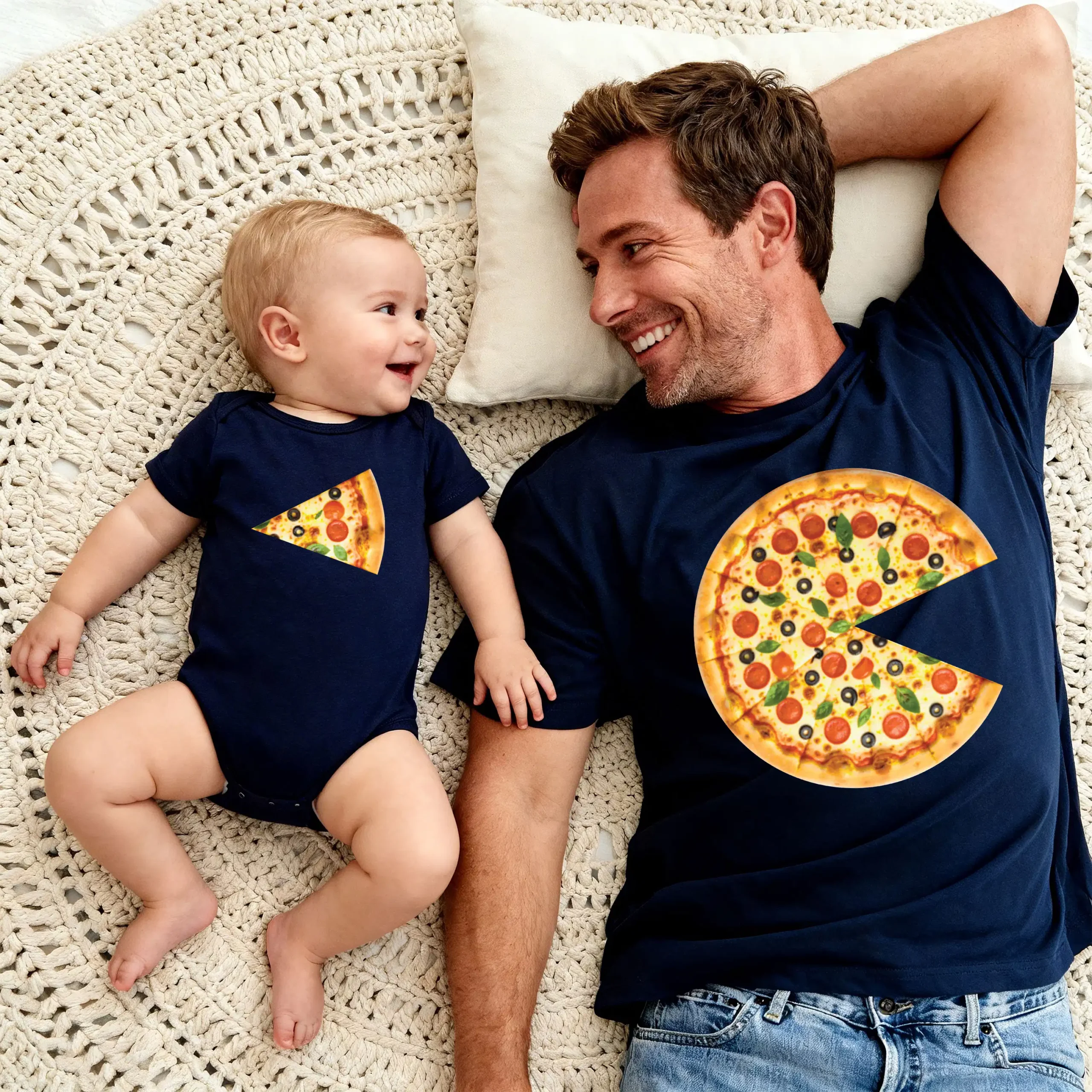 Custom Our First Father's Day 2026 TShirt & Bodysuit, Pizza Tshirt, Daddy Pizza Shirt, Father's Day Matching Tshirt & BodySuit, Papa and Son Pizza Outfit - Image 2