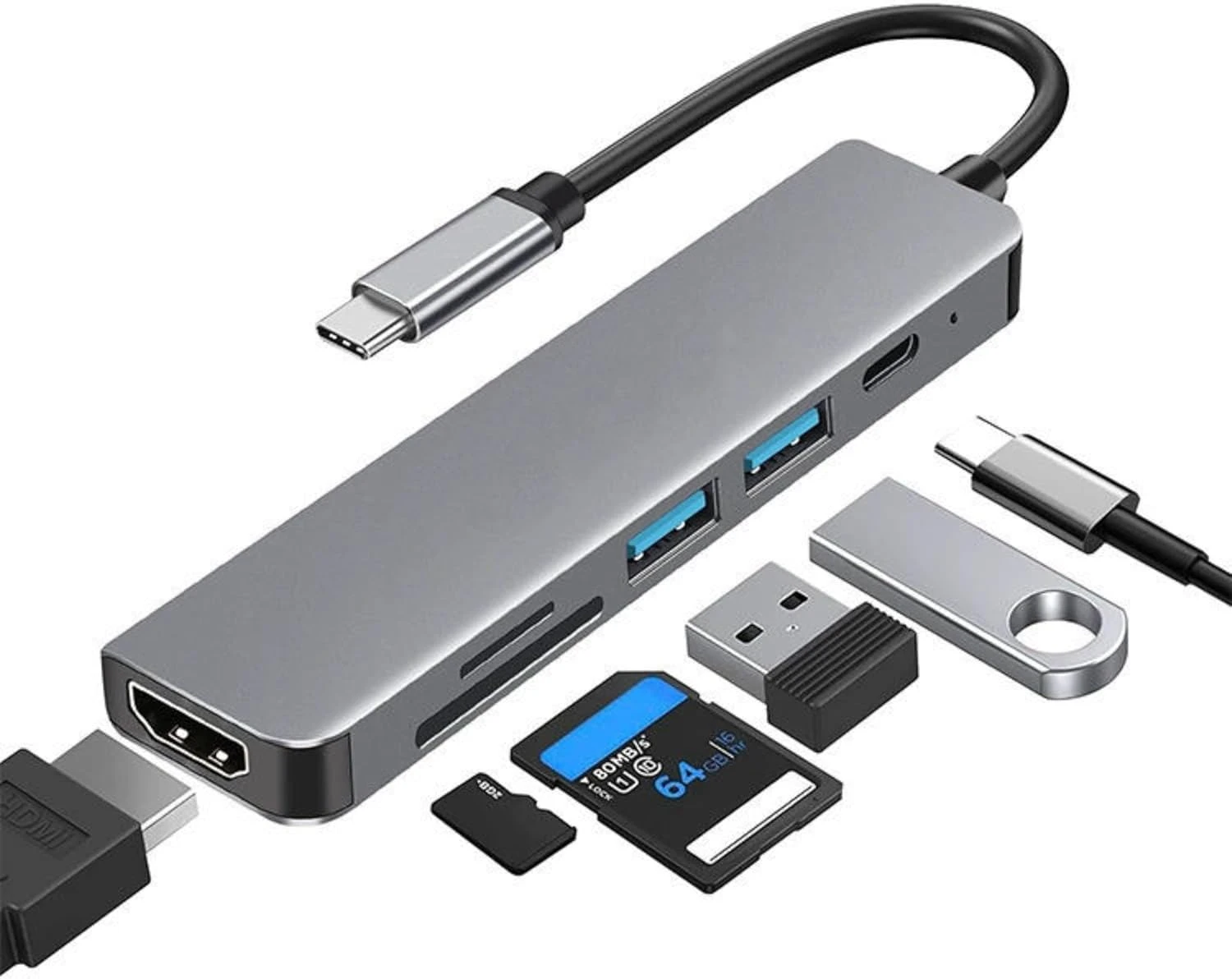 WholeSale for TEKVO 6-in-1 USB C Hub Docking Station | Type-C to HDTV 4K Adapter, USB 3.0, USB 2.0, PD Charging, SD/TF Card Reader | Compatible with MacBook, Lenovo, Chromebook, ASUS, Dell, HP, More - Image 2