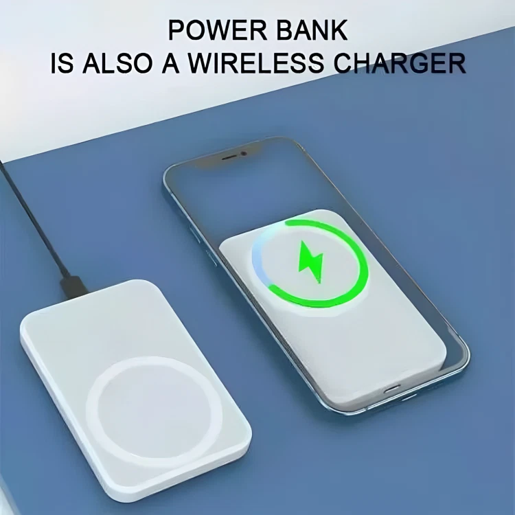 Fast Magnetic Power Bank Wireless Charger 5000 mAh for IPhone 17 Pro Max, 16, 15, 14, 13, 12, 11, 10 Pro Max, Android Universal - Image 3