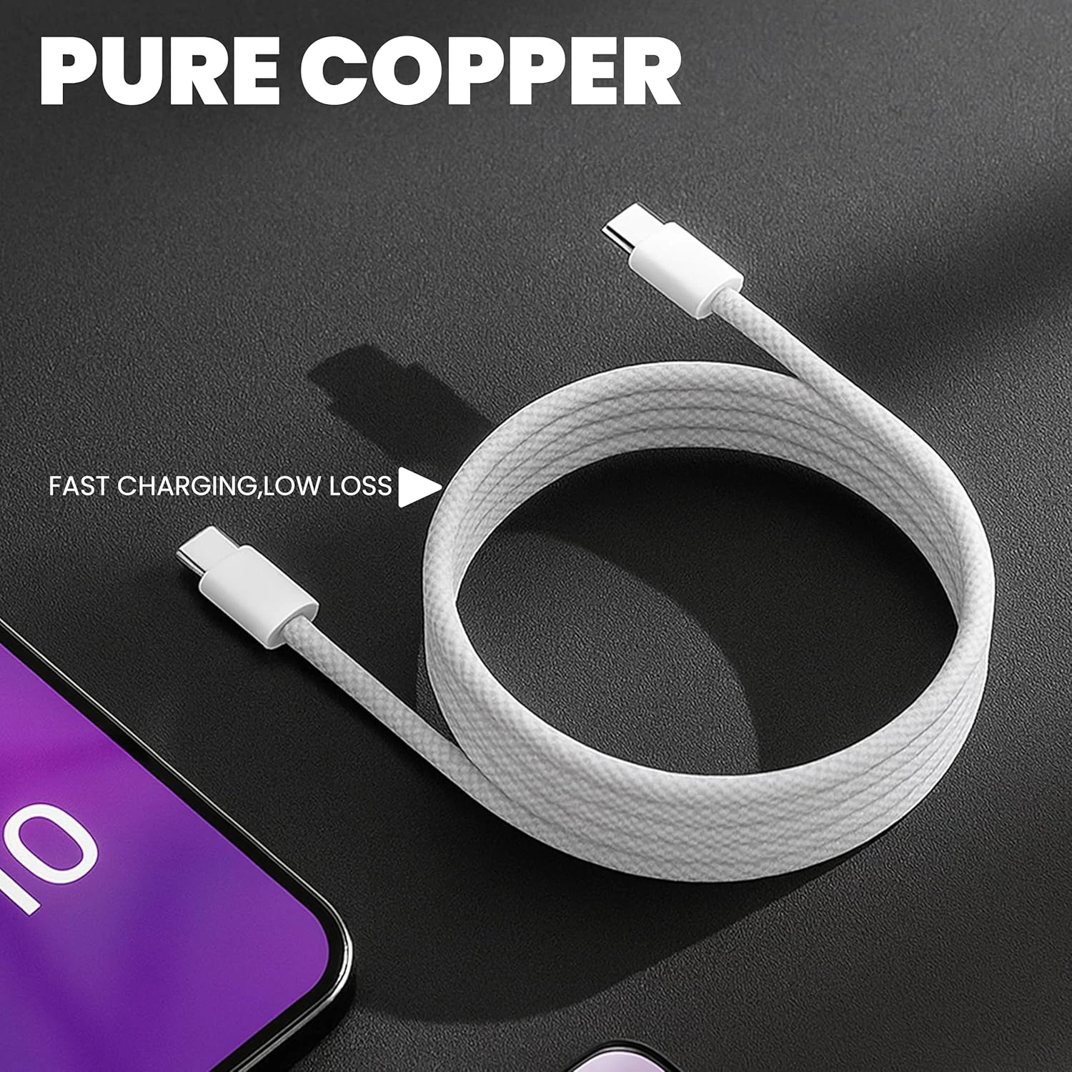 TEKVO USB C to USB C Cable (2M) Long 20W Fast Charging PD Cord for iPhone 17 Pro Max, 16 15 14 13 12 10 Pro Max, iPad Pro, MacBook, Samsung, OnePlus, Android Devices - TPE Strong Cable for Office, Car, Travel | Wholesale - Image 4