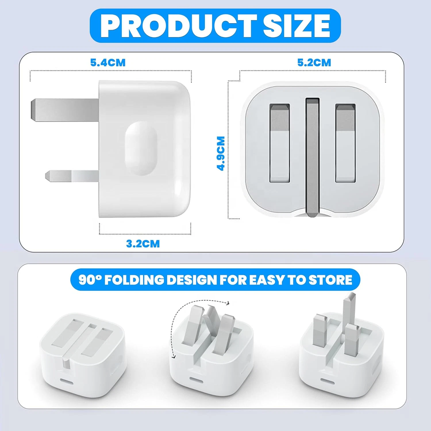 TEKVO 20W USB C Fast Charger Plug for iPhone 17 Pro Max, 16, 15, 14, 13, 12, 11 Pro Max, iPad Pro Air Mini, Apple Watch, AirPods, Samsung, Google Pixel, Android Devices - USB C Power Adapter Wall Charger | Wholesale - Image 4