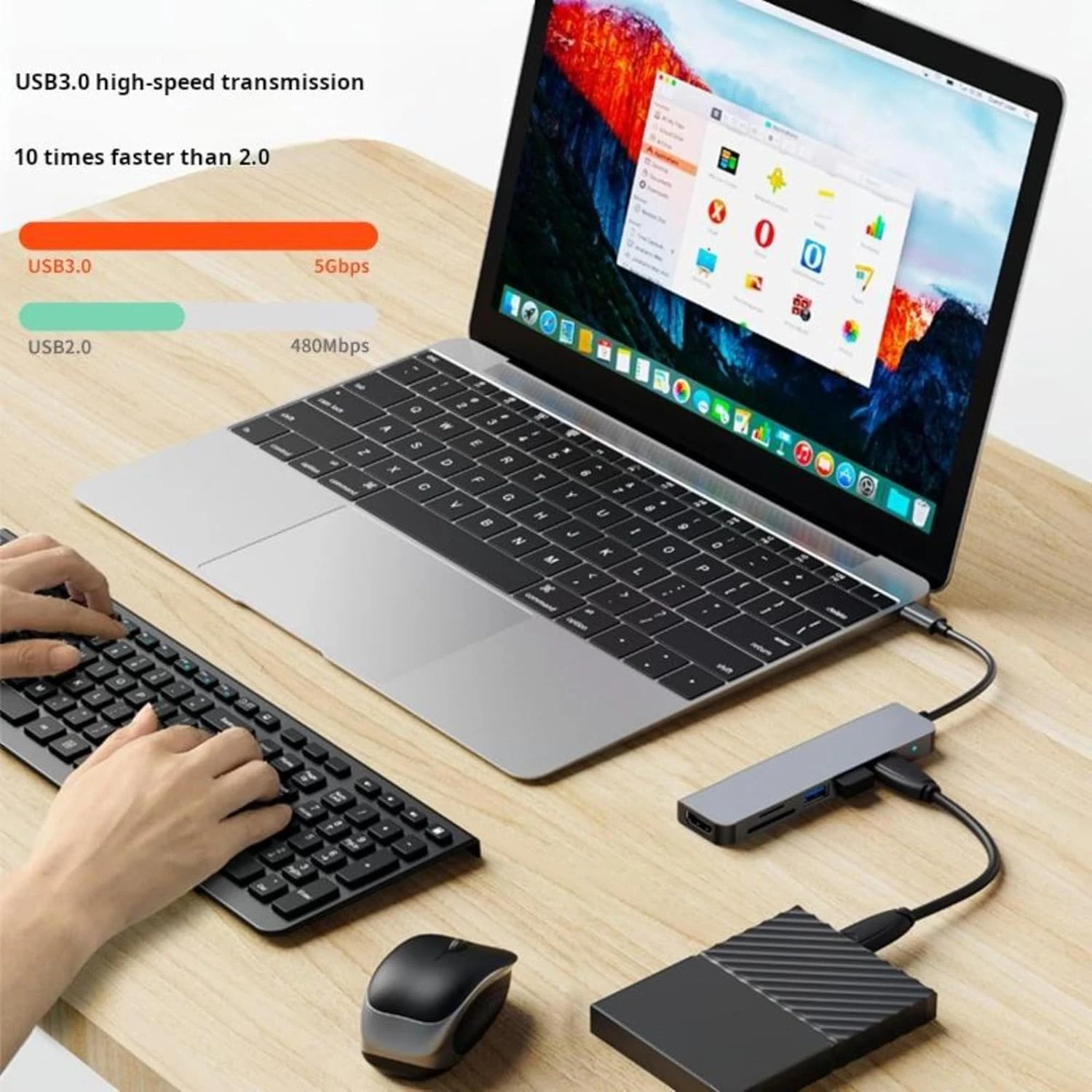WholeSale for TEKVO 6-in-1 USB C Hub Docking Station | Type-C to HDTV 4K Adapter, USB 3.0, USB 2.0, PD Charging, SD/TF Card Reader | Compatible with MacBook, Lenovo, Chromebook, ASUS, Dell, HP, More - Image 5