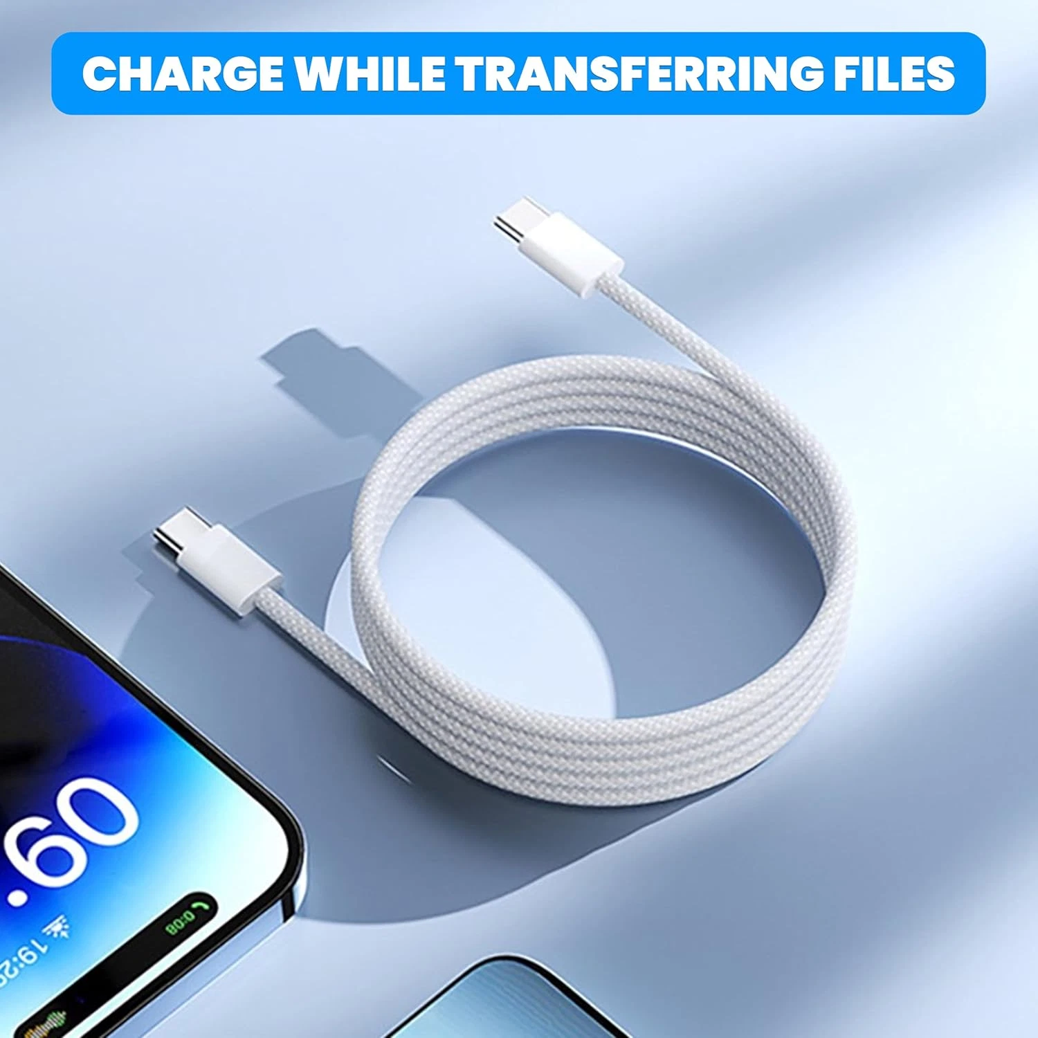 TEKVO USB C to USB C Cable (1M) | 20W Fast Charging PD Cord Compatible with iPhone 17 Pro Max 16 15 14 13 12 11 10, iPad, Samsung, Pixel, Android Phones | Durable TPE Short USB C Charger Cable for Home, Office, Travel | Wholesale - Image 8