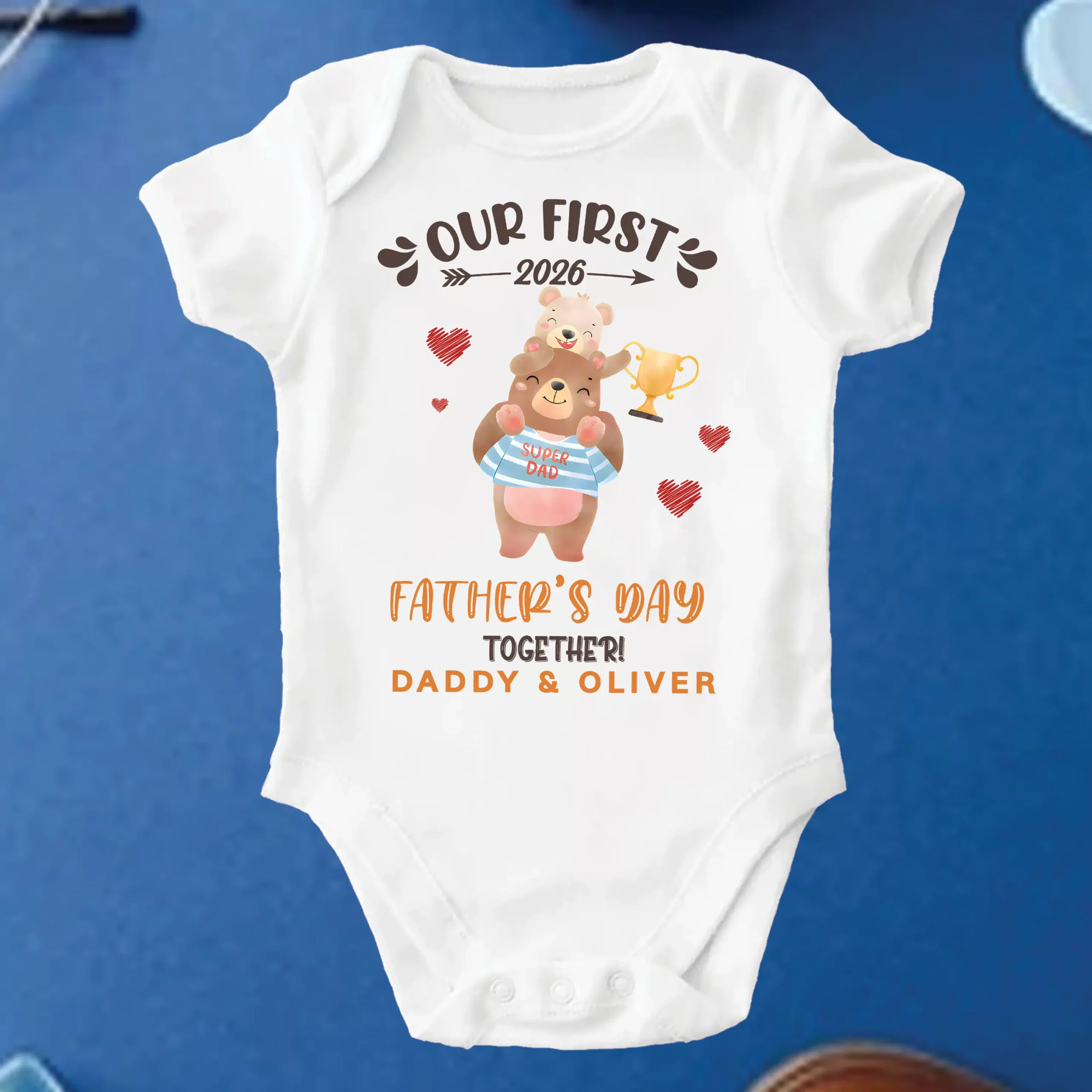 Custom Our First Father's Day TShirt & Body Suit, Bear Tshirt, Daddy Bear Shirt, Father's Day Matching Tshirt & Suit, Papa and Son Shirt, Fist Bump Set Tshirt - Image 5