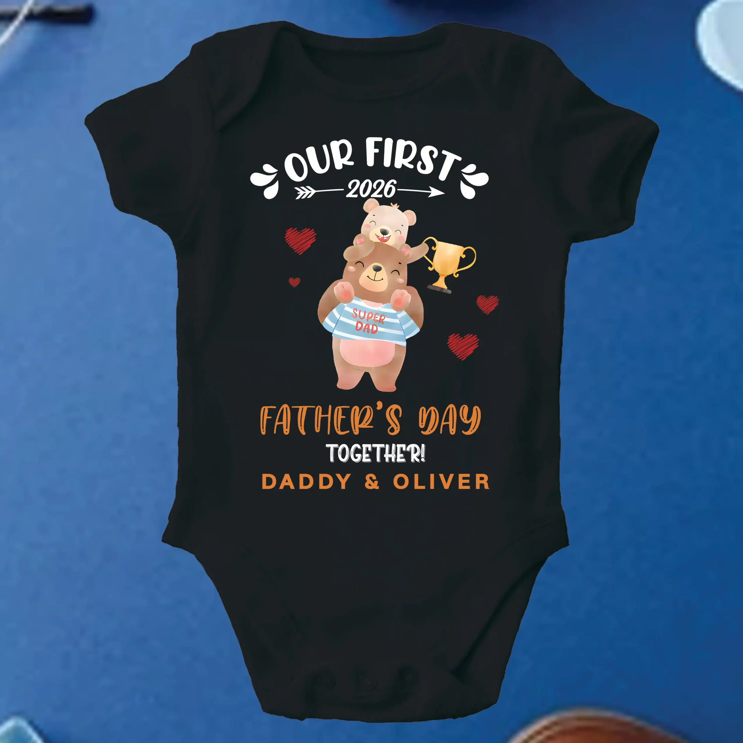 Custom Our First Father's Day TShirt & Body Suit, Bear Tshirt, Daddy Bear Shirt, Father's Day Matching Tshirt & Suit, Papa and Son Shirt, Fist Bump Set Tshirt - Image 6