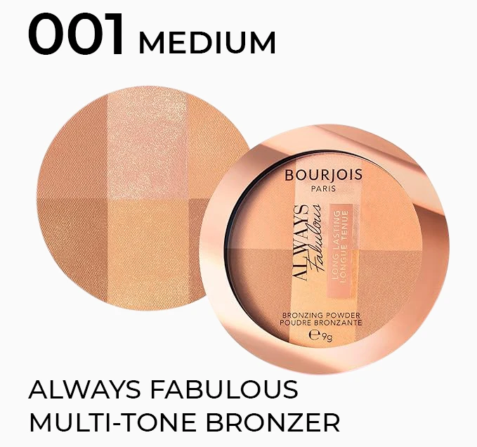 Bronzing Powder with Long Lasting Luminous Finish, Bourjois, Always Fabulous Long-Lasting Bronzing Powder - 001 Medium - Image 7