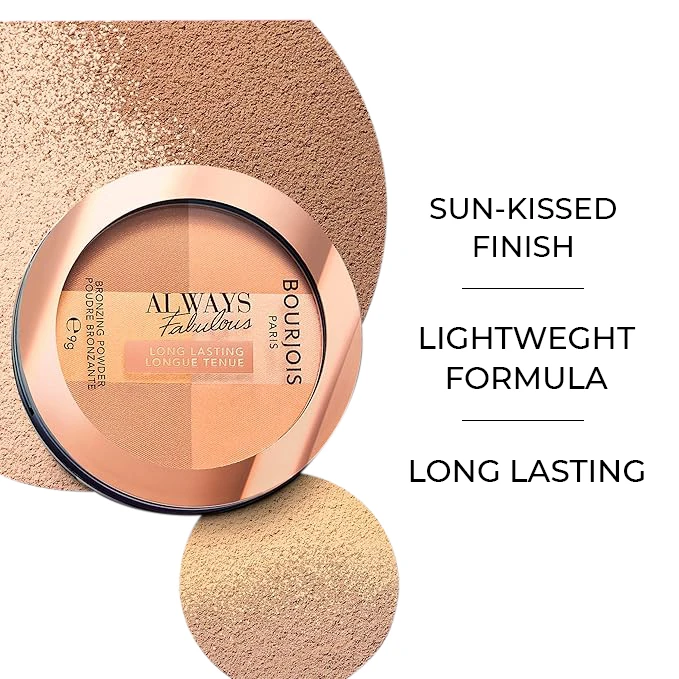 Bronzing Powder with Long Lasting Luminous Finish, Bourjois, Always Fabulous Long-Lasting Bronzing Powder - 001 Medium - Image 9