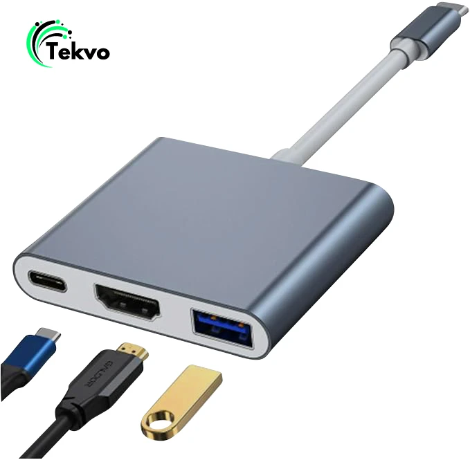 TEKVO 3-in-1 USB-C Hub with 4K HDMI USB 3.0 and 60W PD