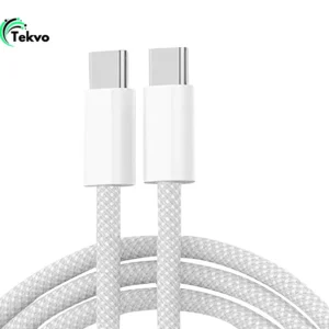 TEKVO 2M USB C to USB C Braided Cable 20W PD Fast Charging for iPhone 16 15 14, iPad Pro - White