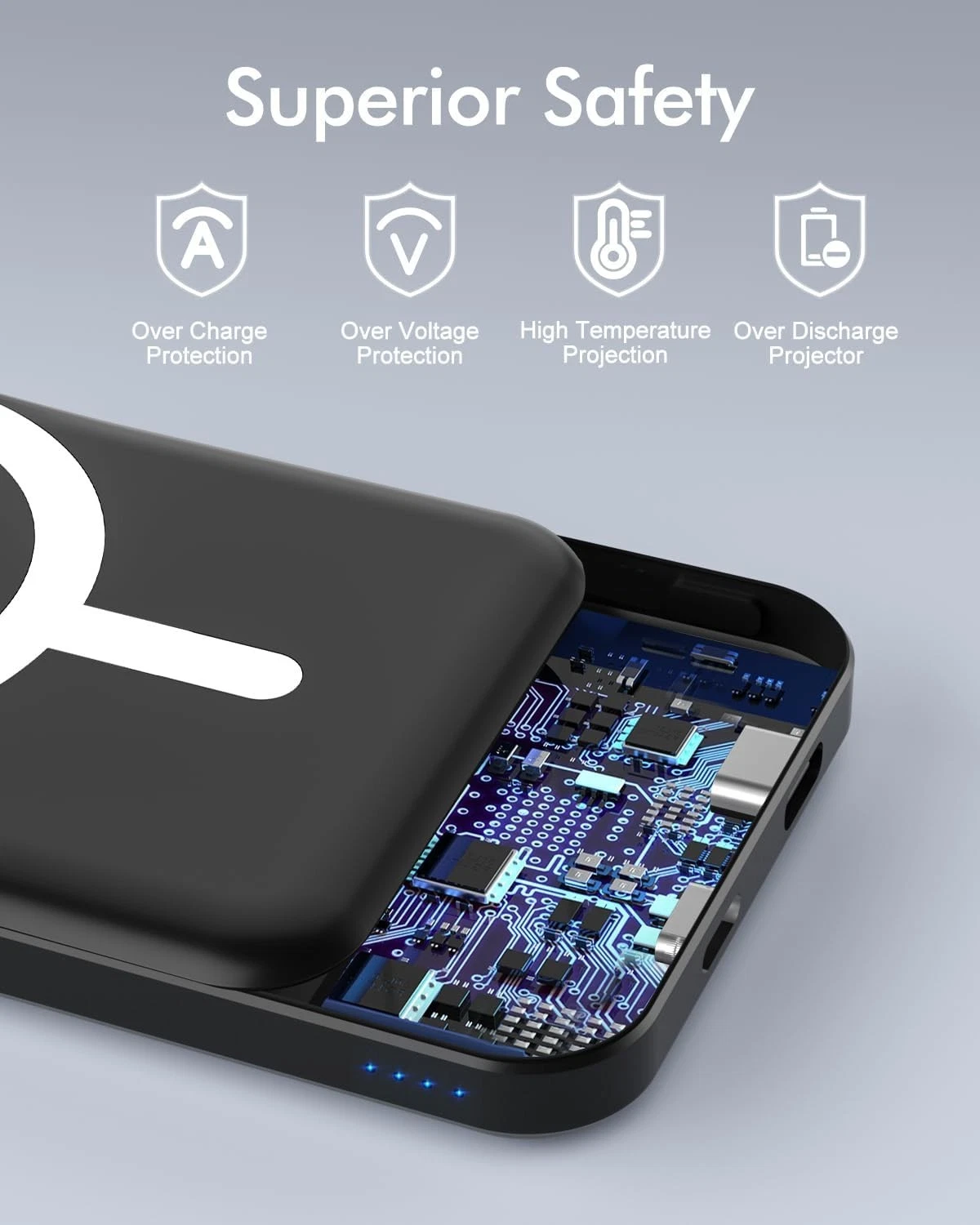 5000mAh Magnetic Wireless Power Bank for iPhone and Android - Image 3