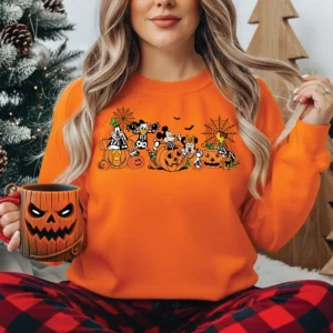 Orange Halloween character sweatshirt for kids and adults