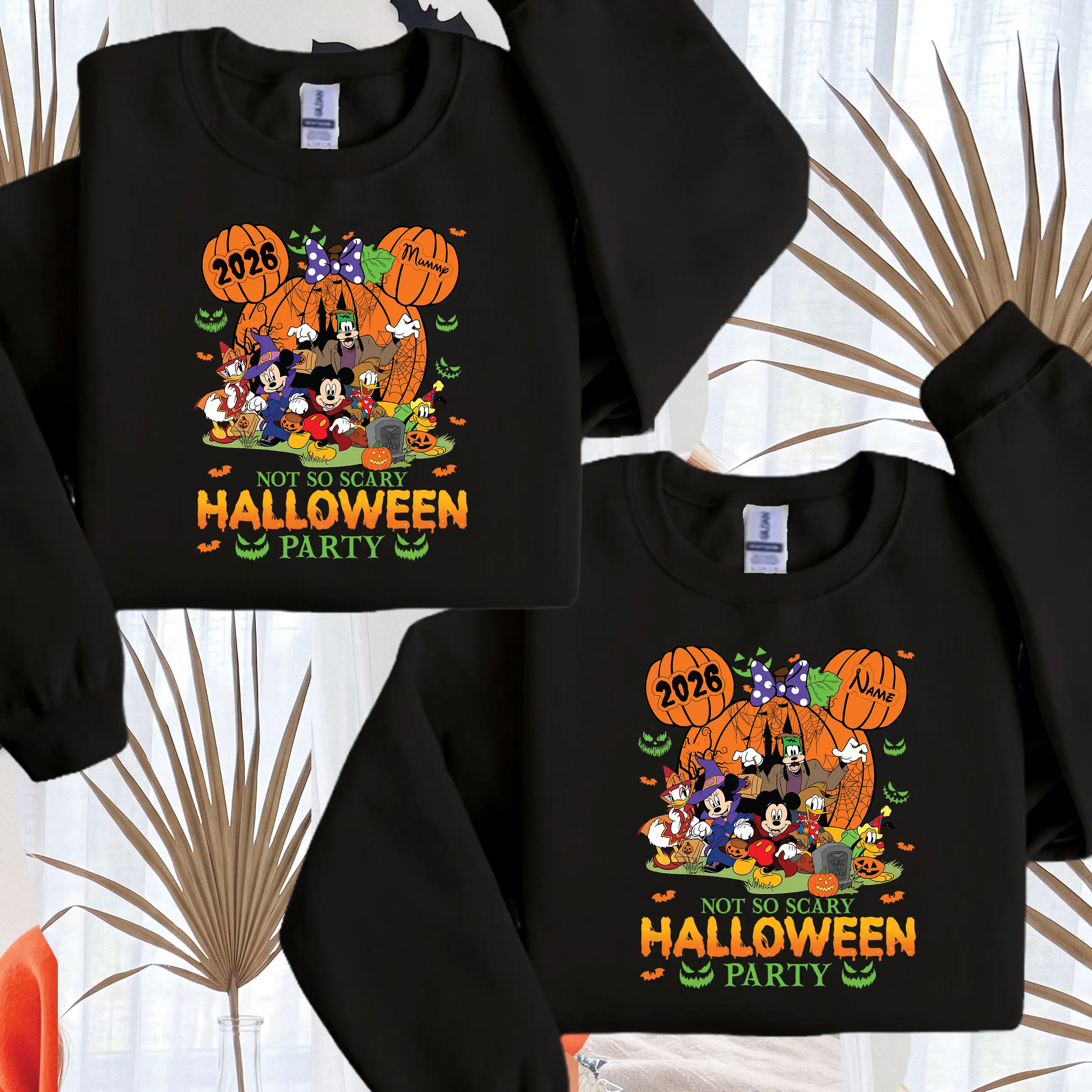 Black family matching Halloween sweatshirt 2026 with personalised name