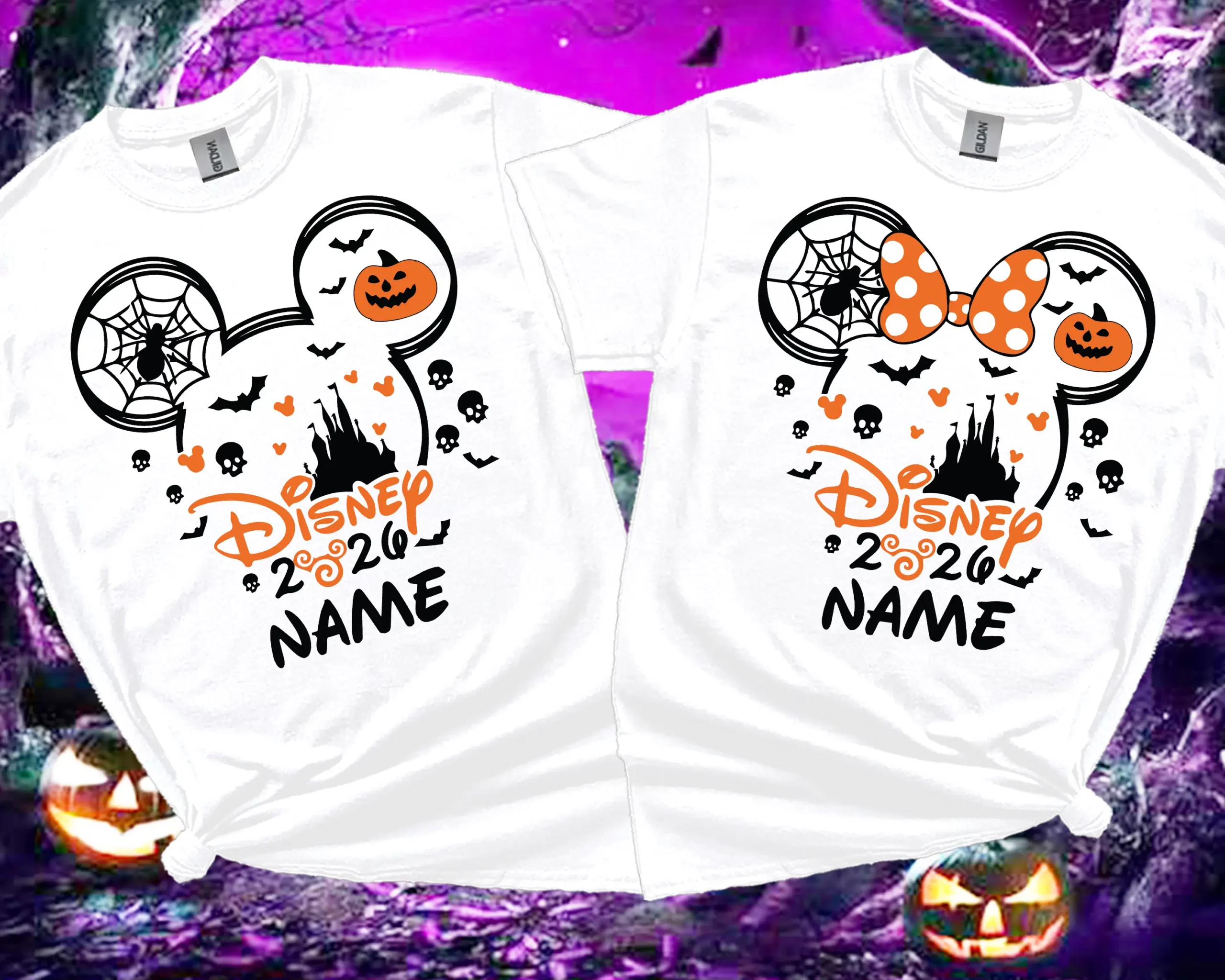White personalised Halloween family T-shirt for adults and kids