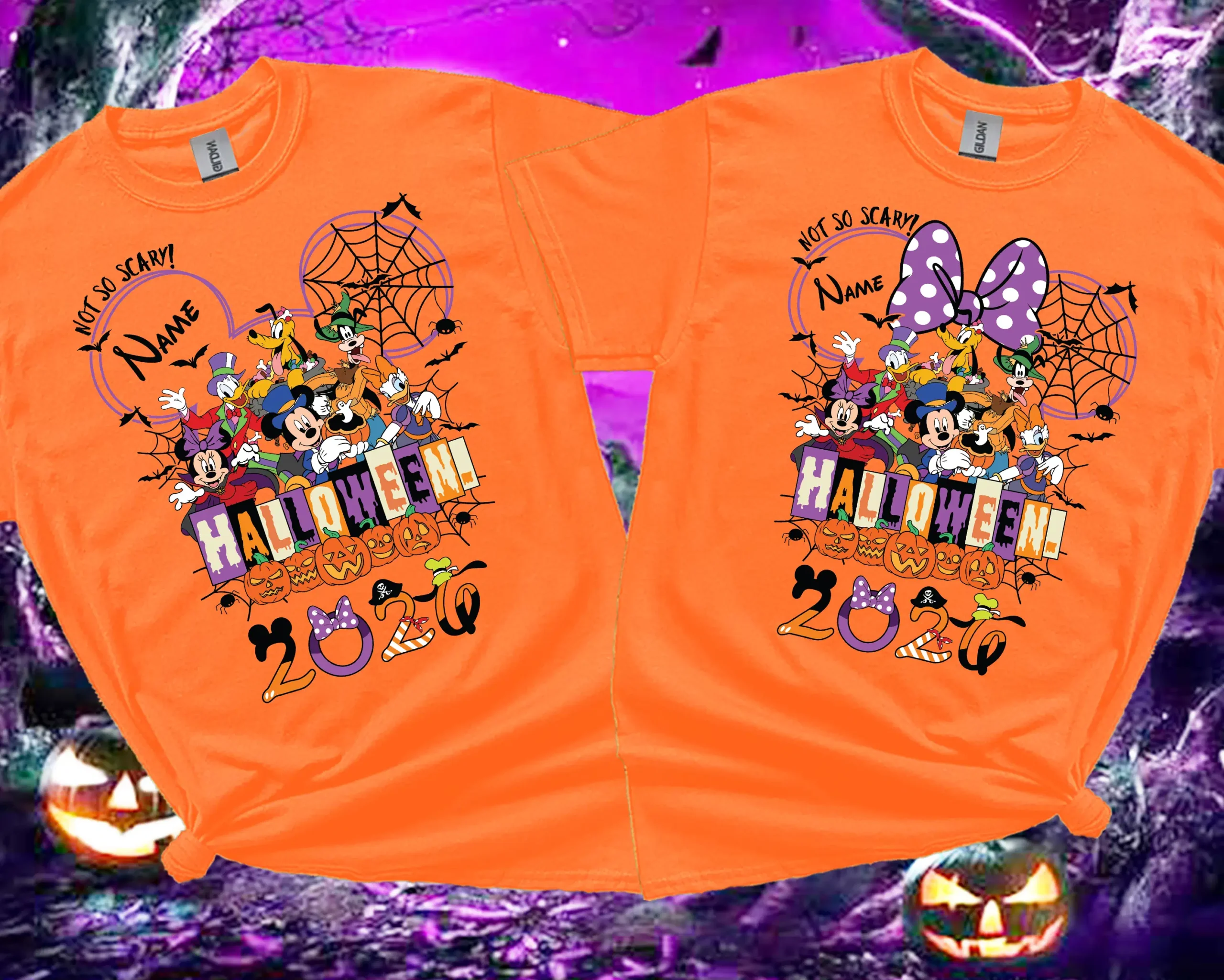 Personalised Halloween 2026 family matching T-shirt in orange