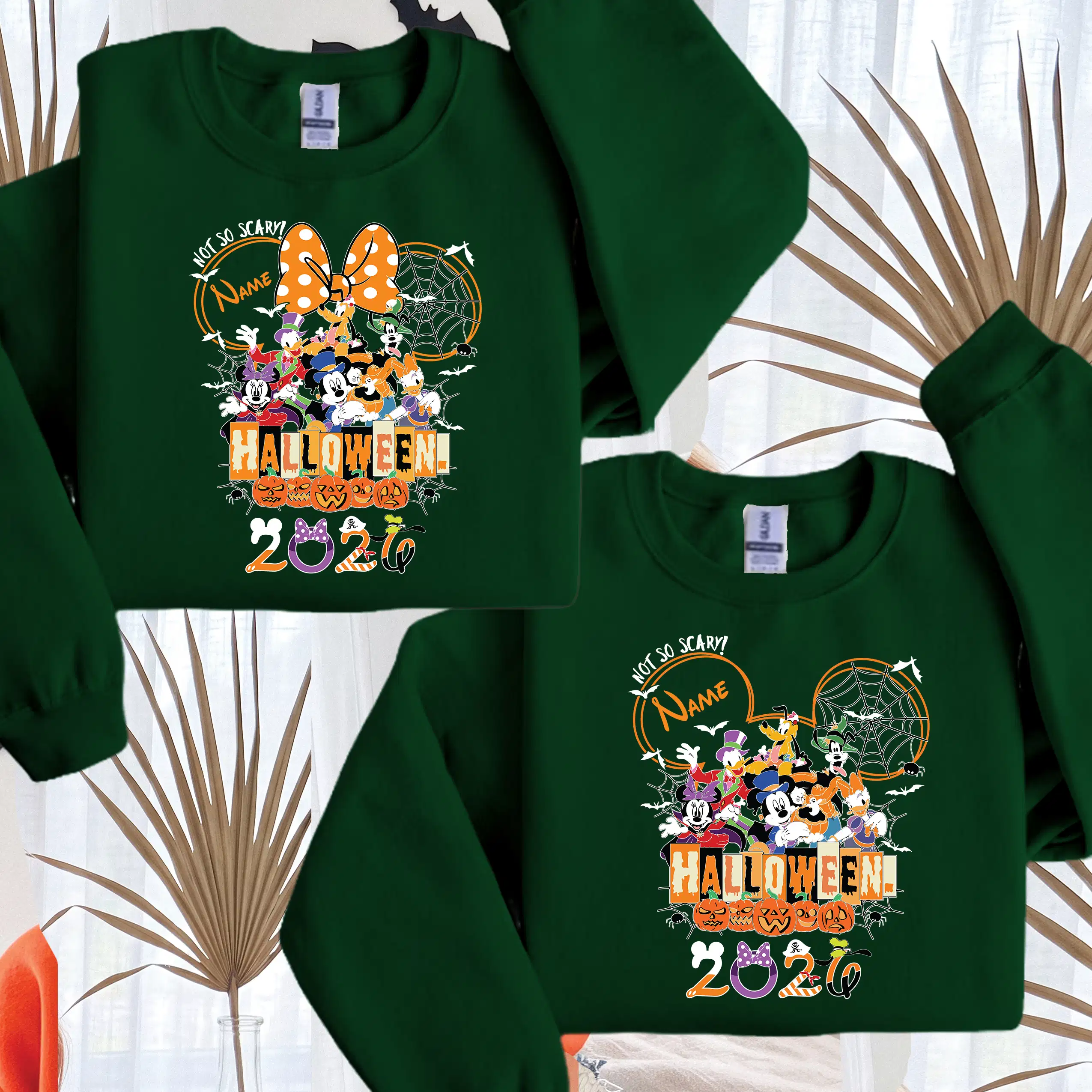 Forest green personalised Halloween 2026 family matching sweatshirt