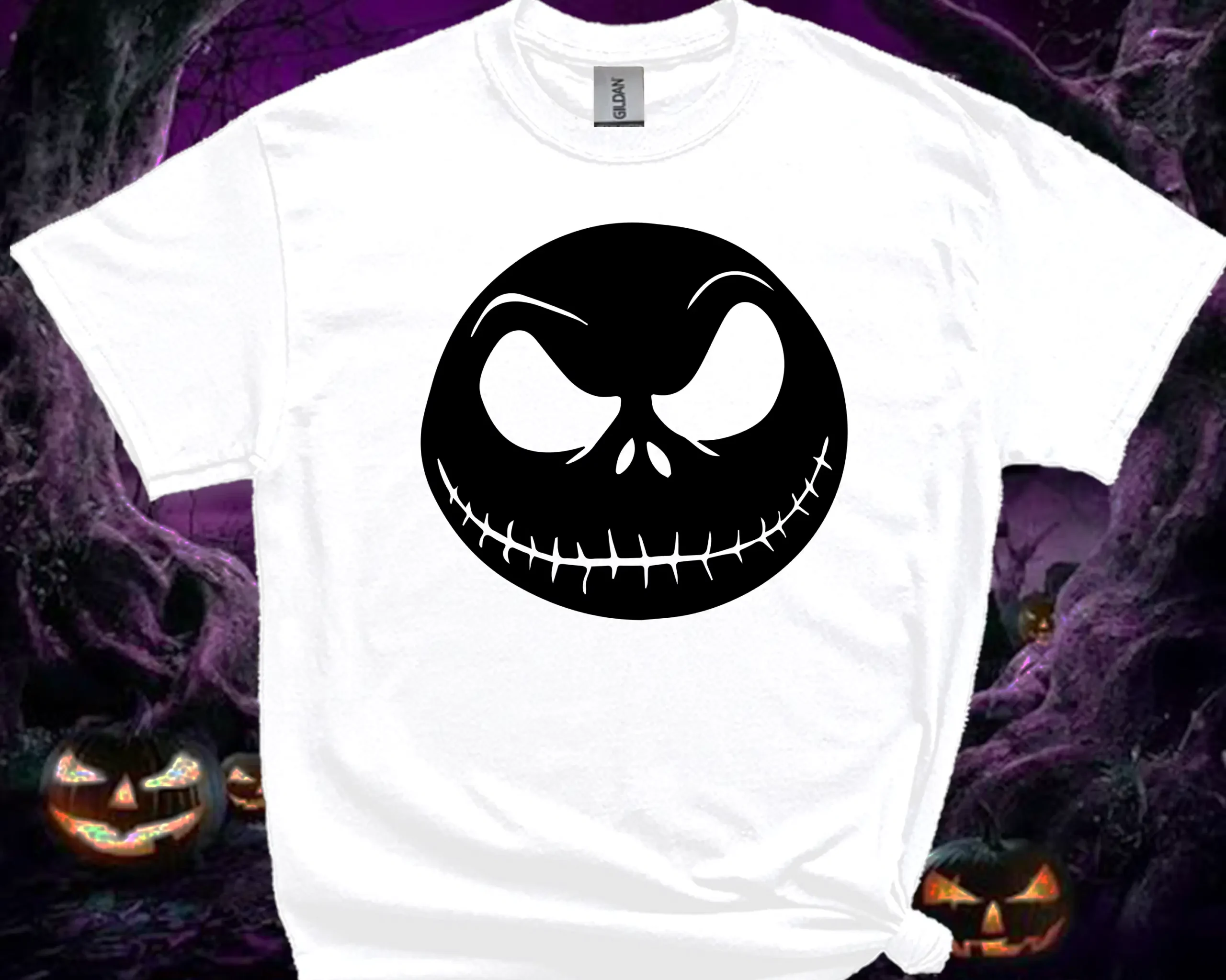 Halloween skull face family matching T-shirt in white