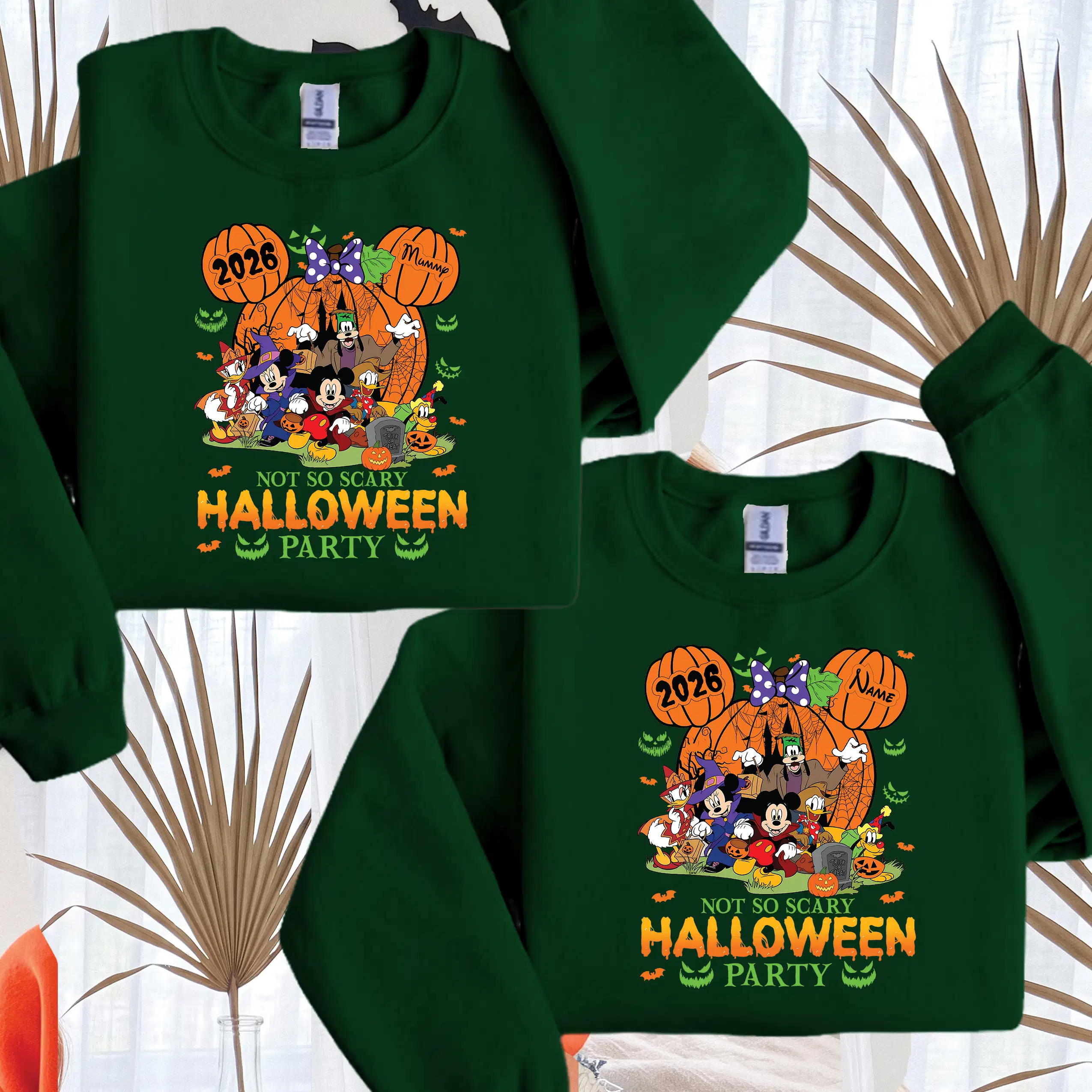Forest green personalised family matching Halloween sweatshirt 2026