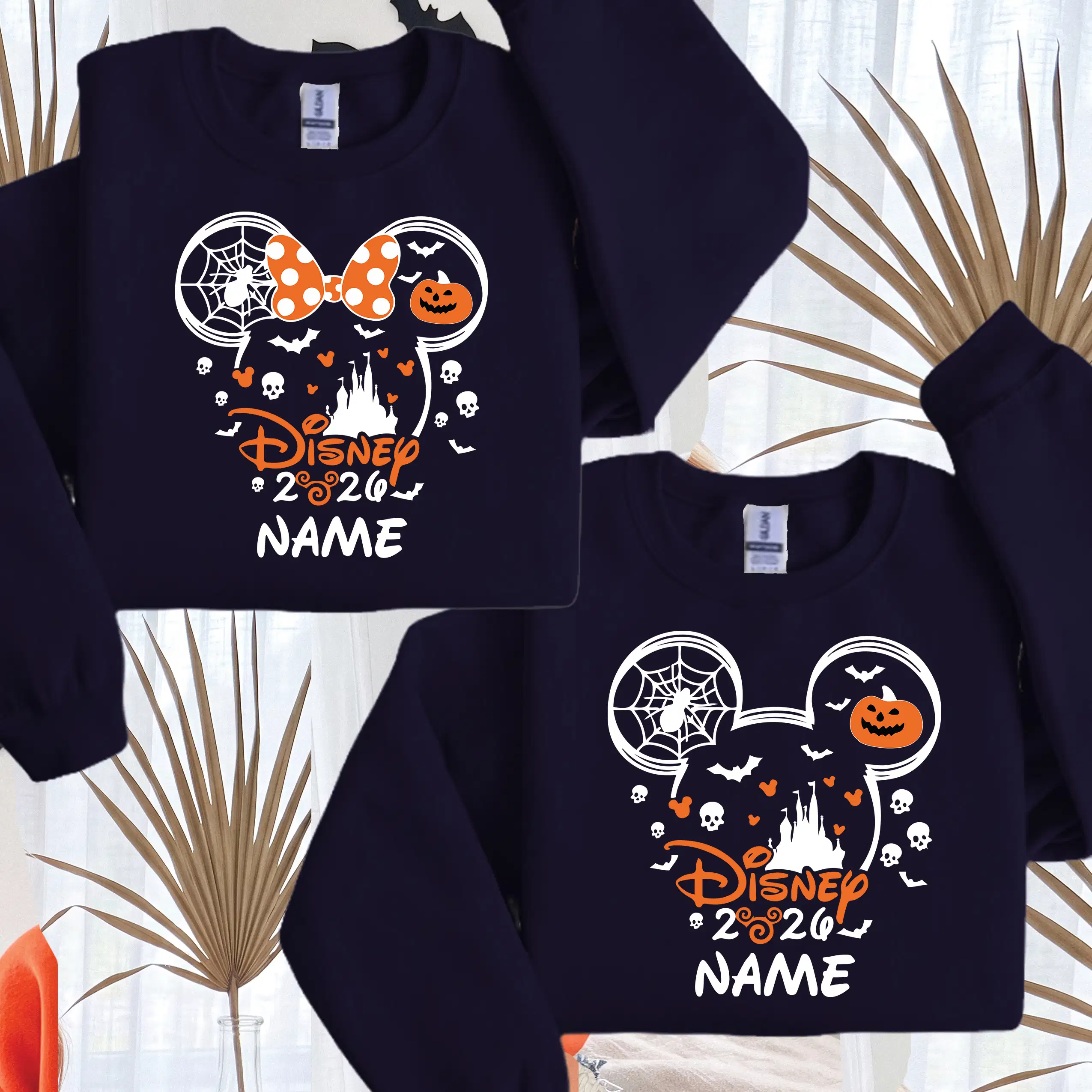 Navy personalised Halloween 2026 sweatshirt with custom name