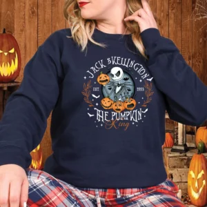 Navy Jack Skellington Pumpkin King Halloween sweatshirt