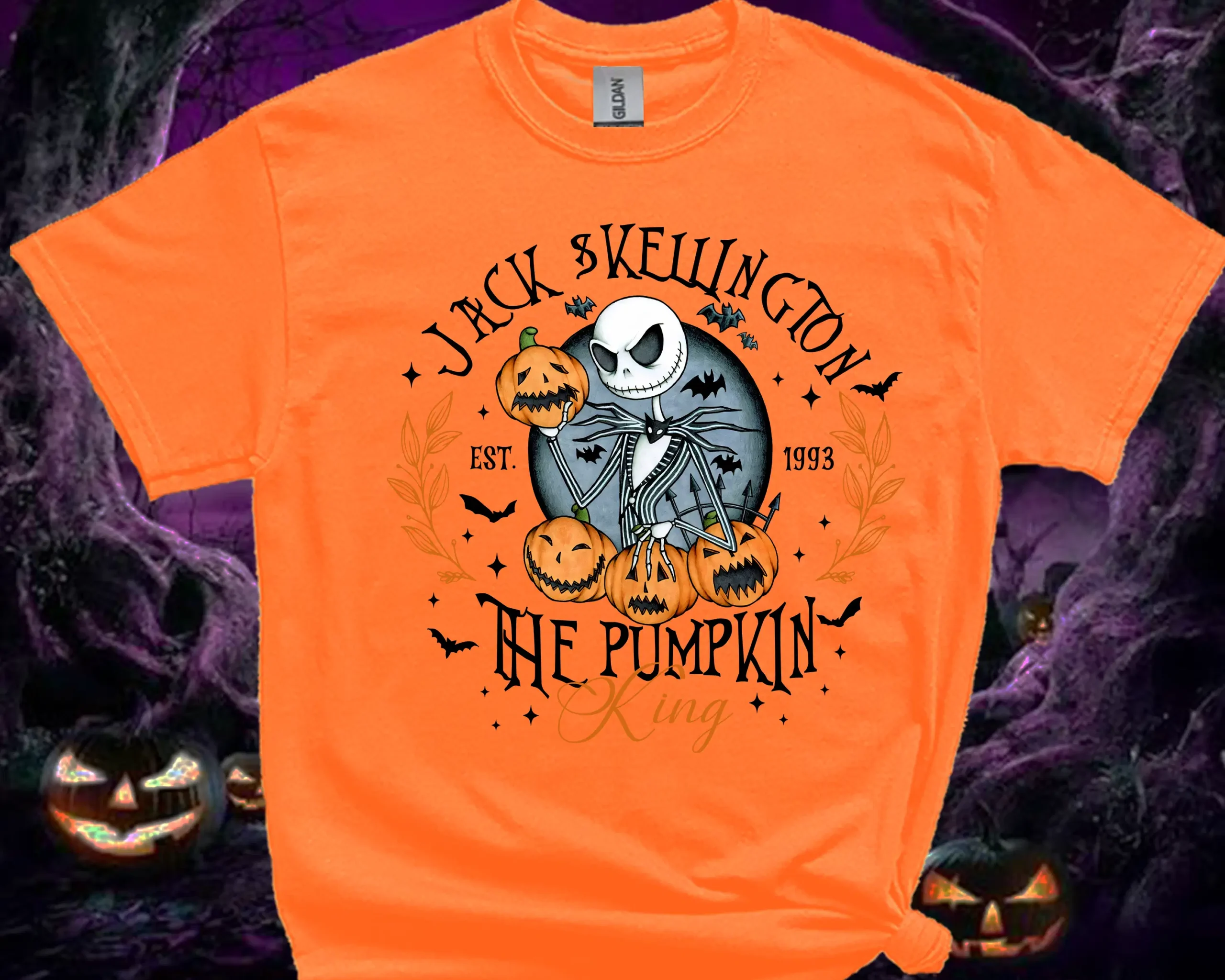 Orange Jack Skellington Pumpkin King Halloween T-shirt for family matching