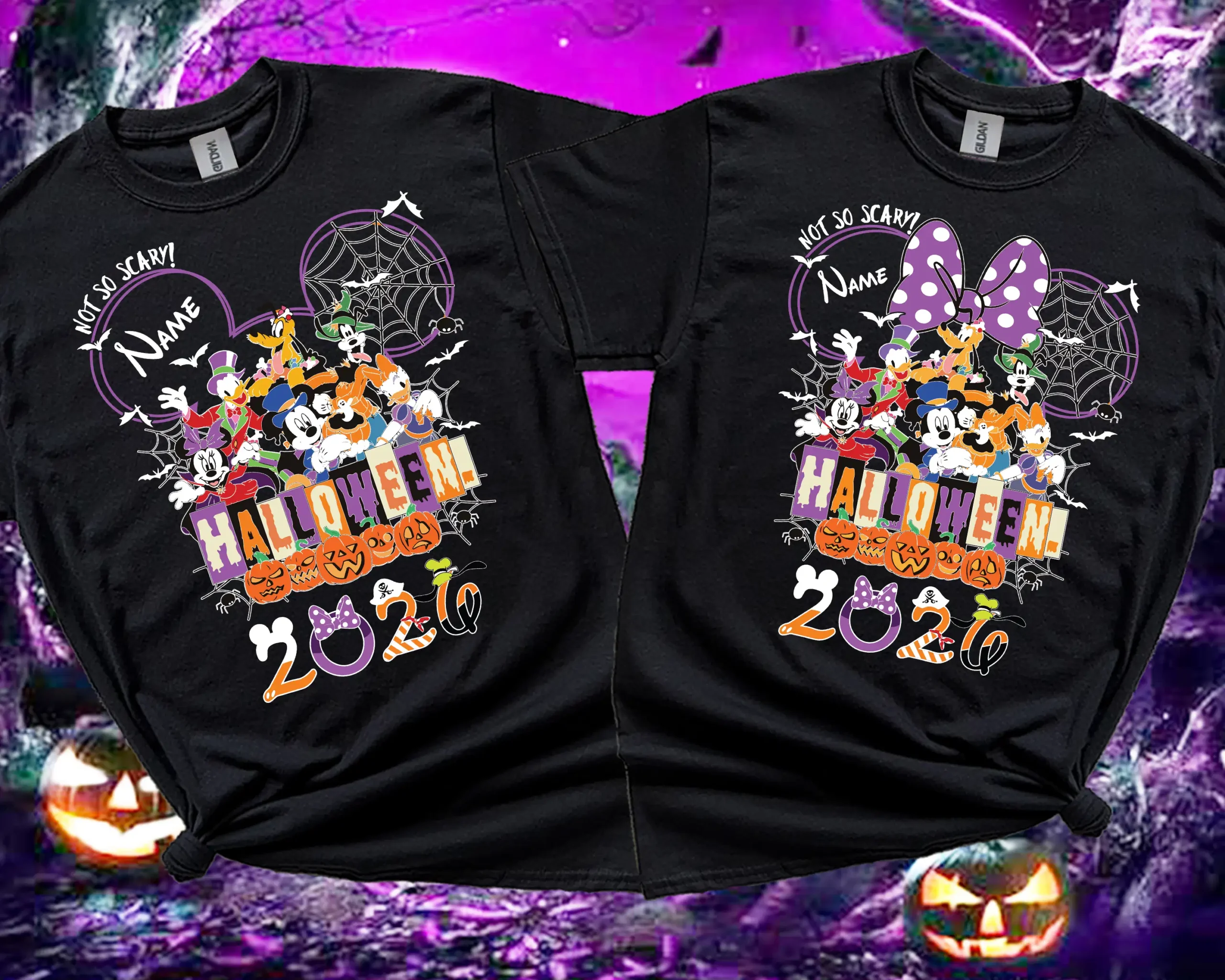 Personalised Halloween 2026 family matching T-shirt in black