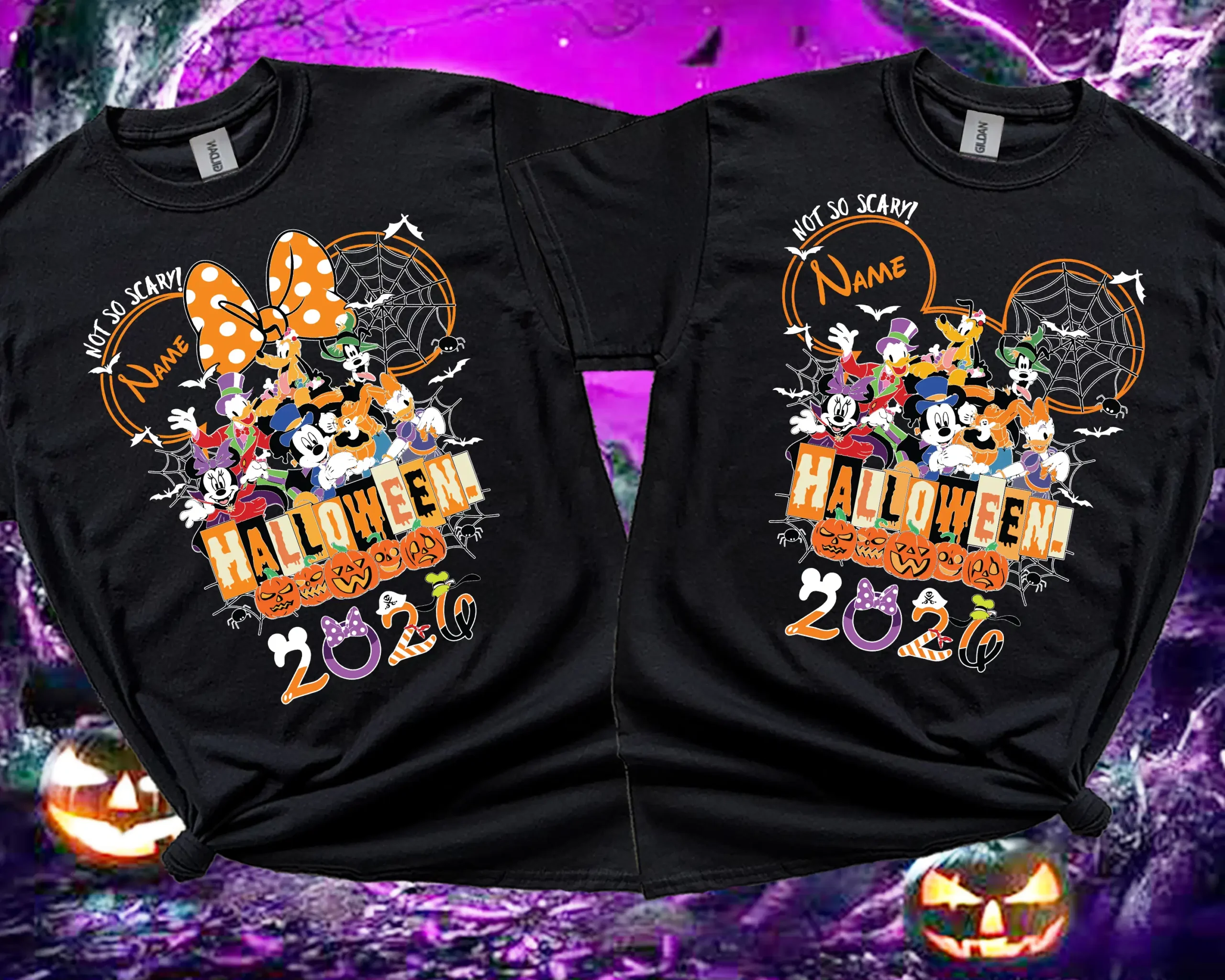 Black personalised Halloween 2026 family matching T-shirts