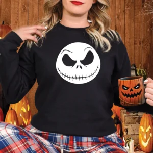 Halloween spooky face black sweatshirt for men and women