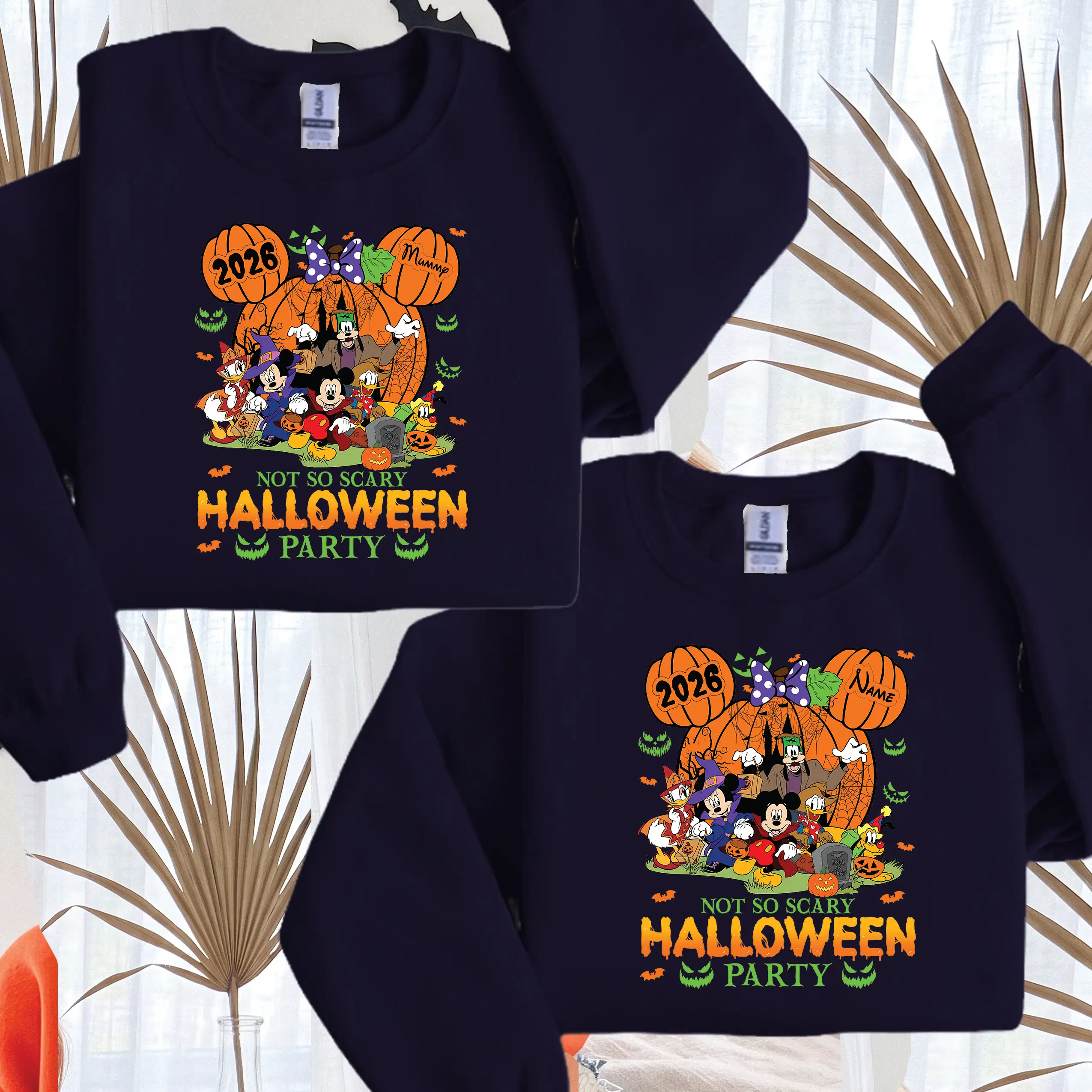Navy family matching Halloween sweatshirt 2026 for adults and kids