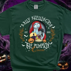 Forest Green Sally Skellington Pumpkin Queen Halloween T-Shirt