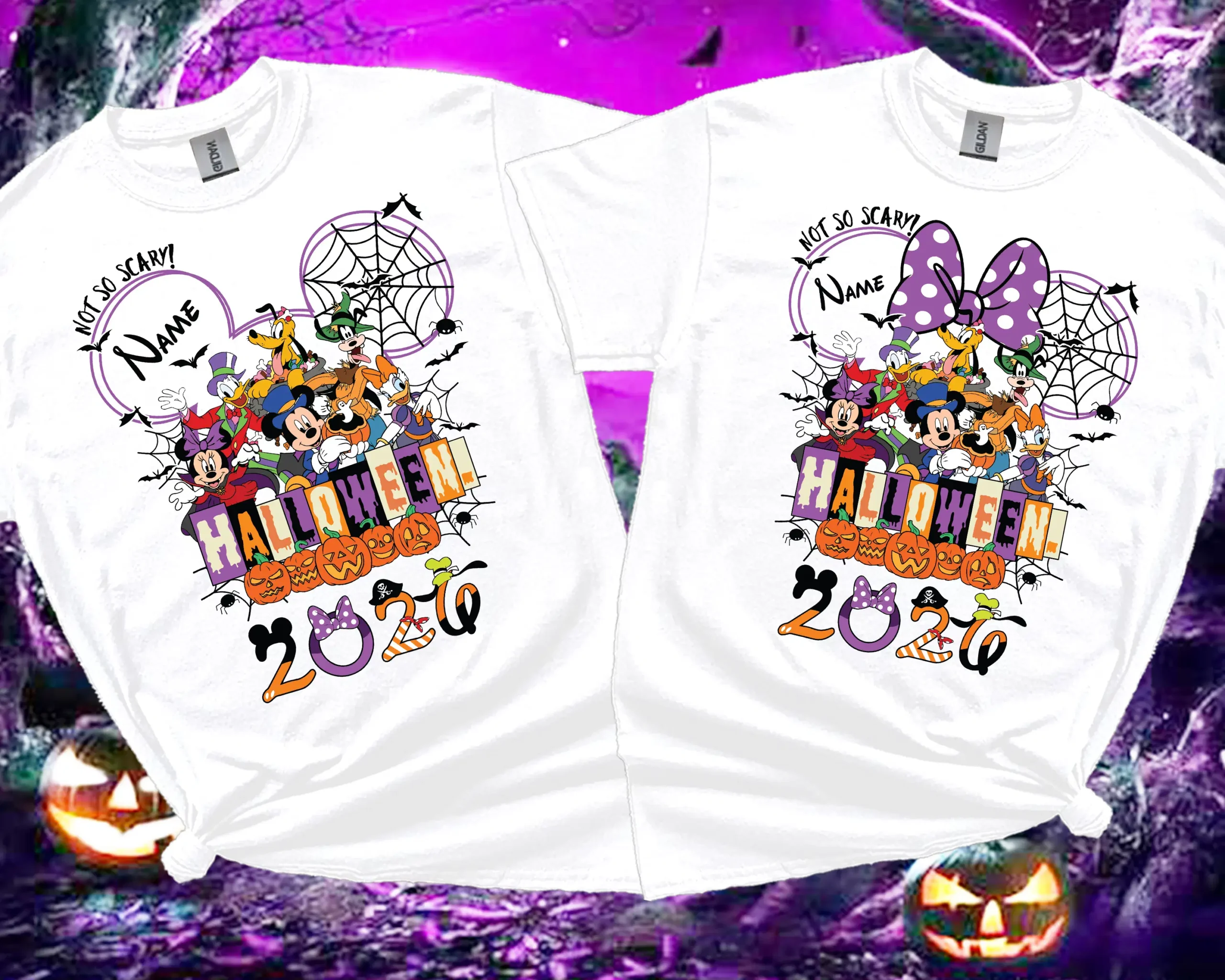 Personalised Halloween 2026 family matching T-shirt in white