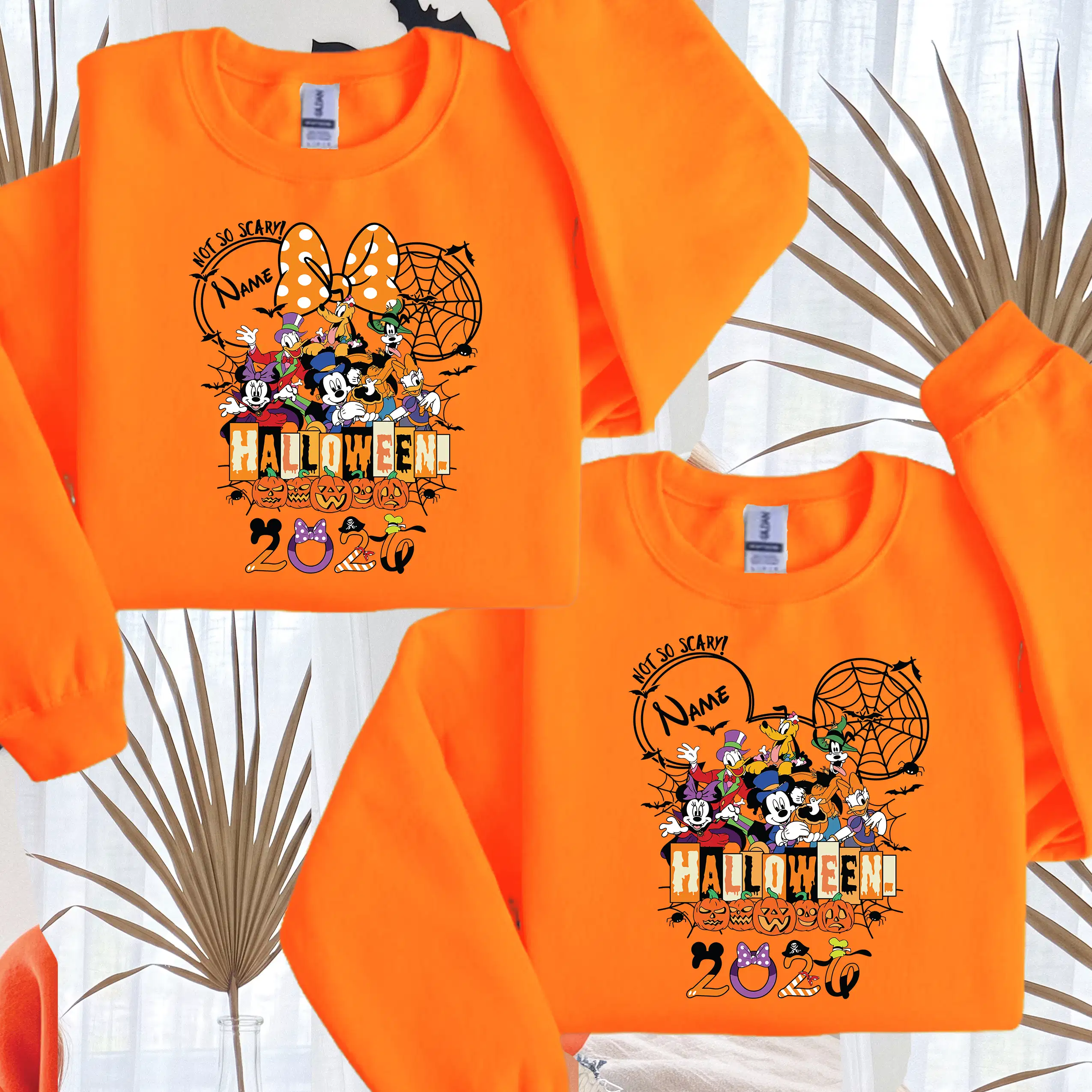 Orange personalised Halloween 2026 family matching sweatshirt