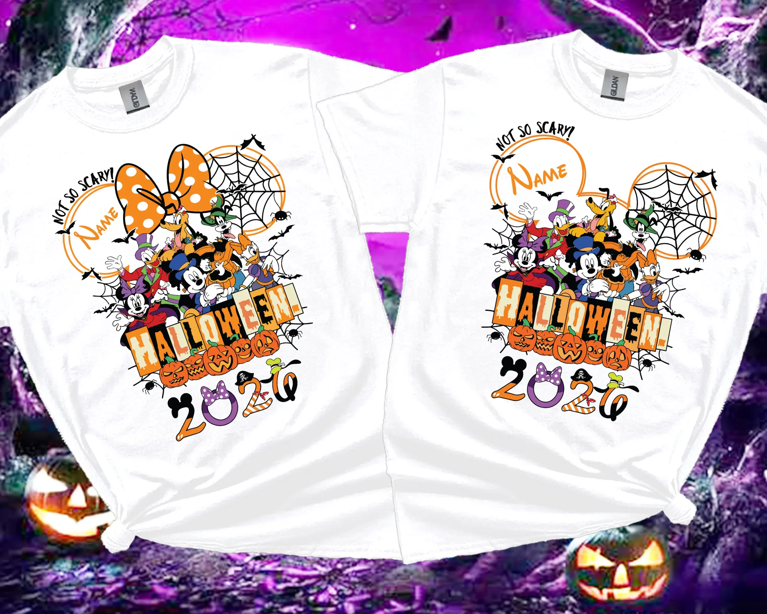 White personalised Halloween 2026 T-shirts for adults and kids