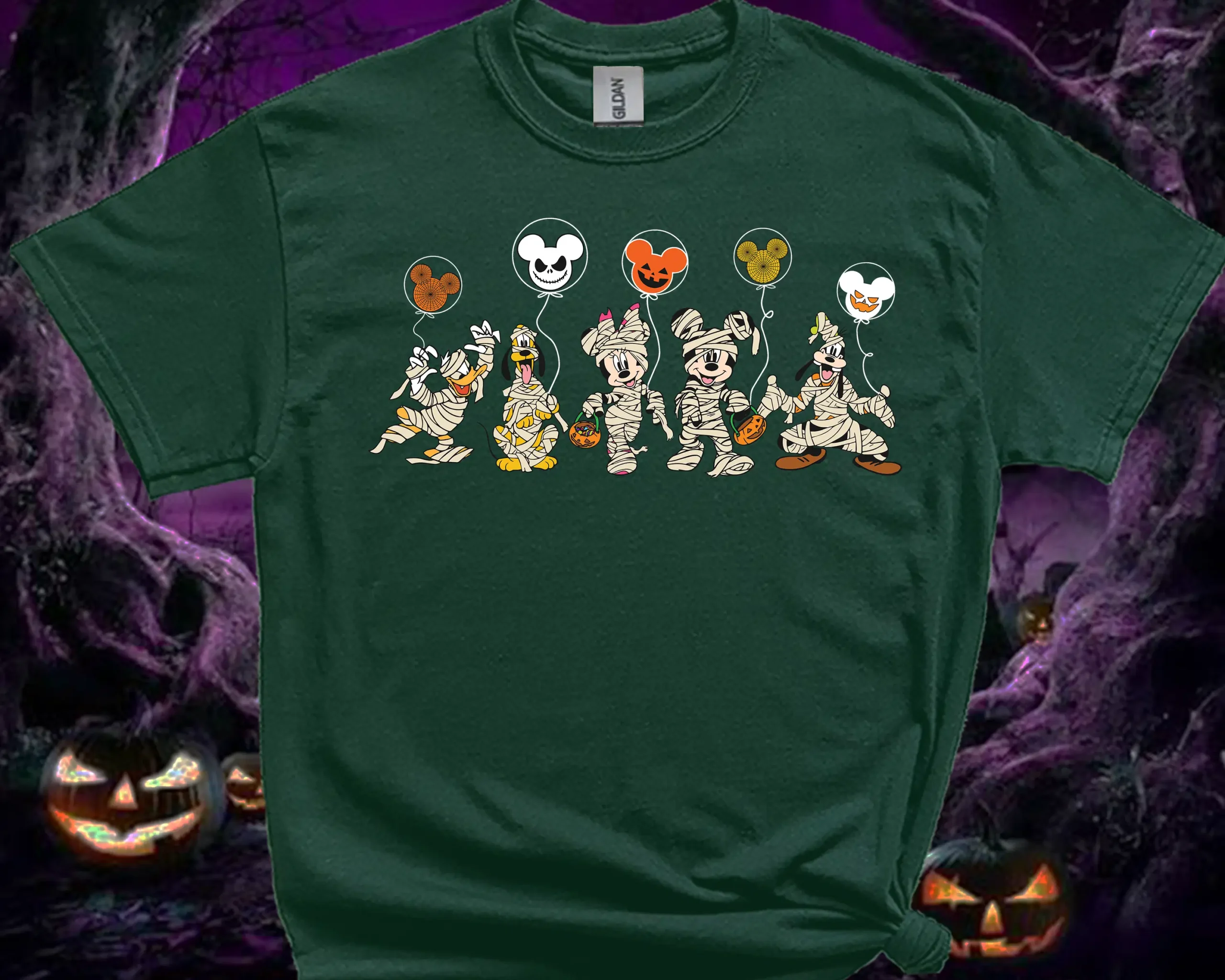 Halloween Mummy Family Matching T-Shirt Forest Green for Adults and Kids