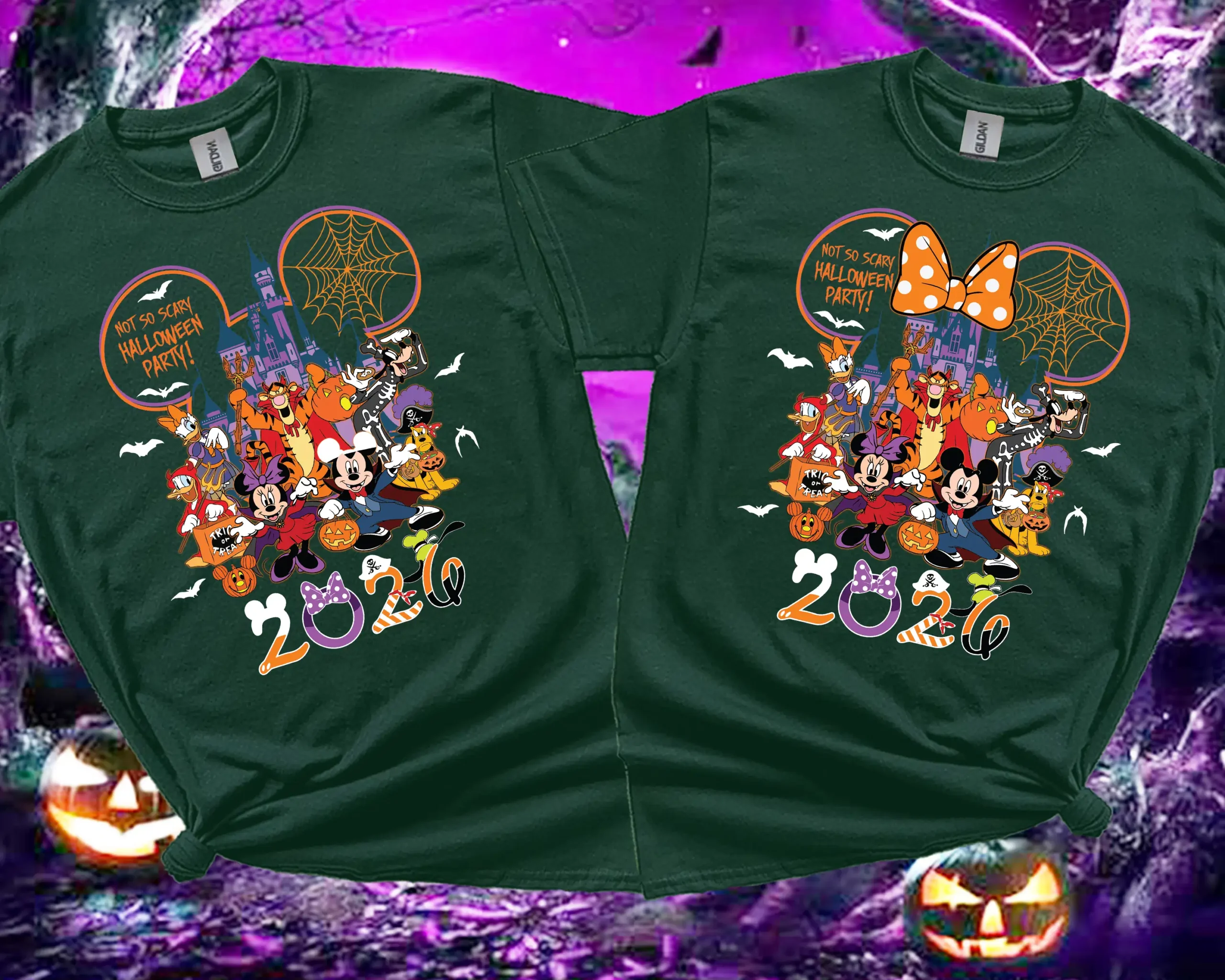 Forest green family matching Halloween T-Shirt 2026 for adults and kids