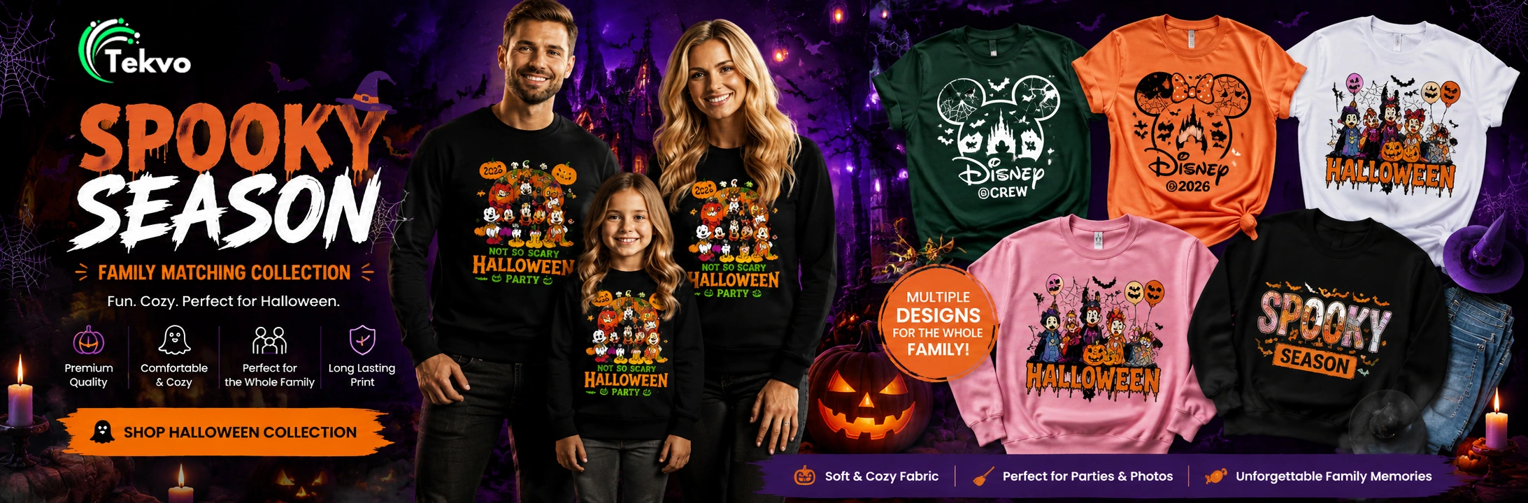 Tekvo Halloween 2026 Family Matching T-Shirts and Sweatshirts Collection UK