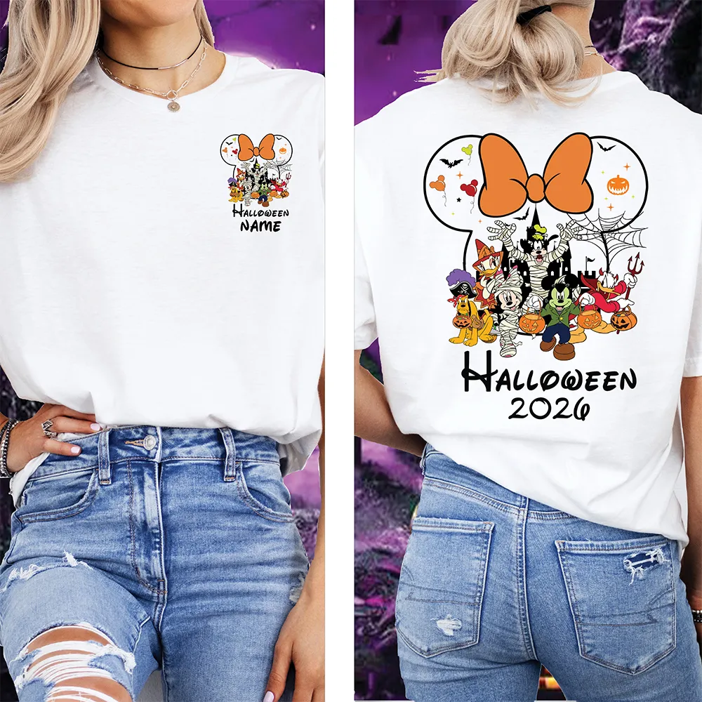 White personalised Halloween 2026 T-shirt front and back design